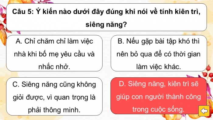 Trò chơi khởi động Công dân 6 kết nối Bài 3: Siêng năng, kiên trì