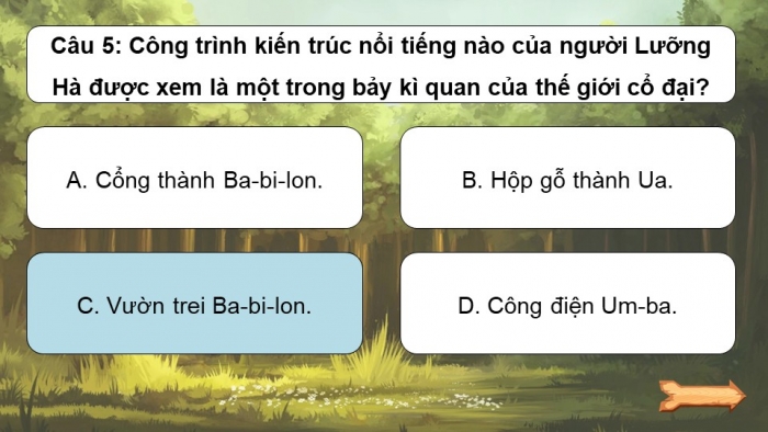 Trò chơi khởi động Lịch sử 6 chân trời Bài 7: Lưỡng Hà cổ đại