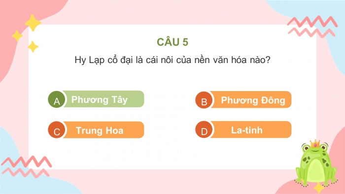 Trò chơi khởi động Lịch sử 6 chân trời Bài 10: Hy Lạp cổ đại