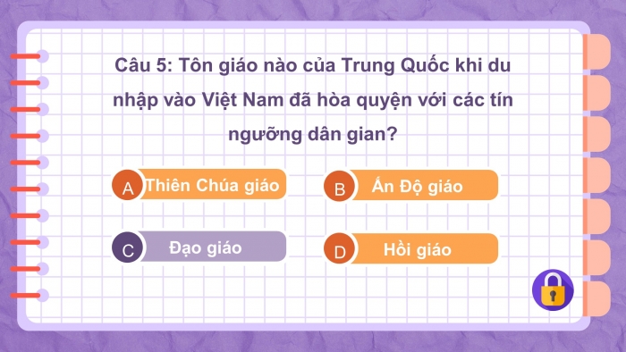 Trò chơi khởi động Lịch sử 6 chân trời Bài 17: Đấu tranh bảo tồn và phát triển văn hoá dân tộc thời Bắc thuộc