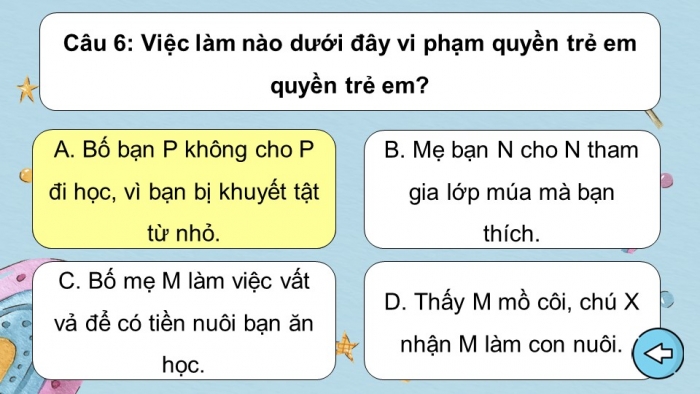 Trò chơi khởi động Công dân 6 kết nối Bài 12: Thực hiện quyền trẻ em