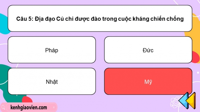 Trò chơi khởi động Lịch sử Địa lí 4 kết nối Bài 28: Địa đạo Củ Chi