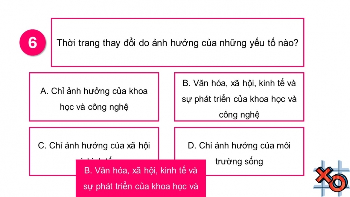 Trò chơi khởi động Công nghệ 6 kết nối Bài 9: Thời trang