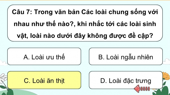 Trò chơi khởi động Ngữ văn 6 kết nối Bài 9: Các loài chung sống với nhau như thế nào?