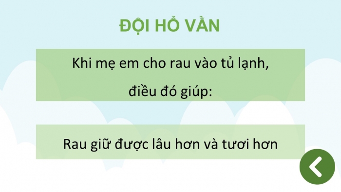 Trò chơi khởi động Công nghệ 6 chân trời Bài 5: Bảo quản và chế biến thực phẩm trong gia đình
