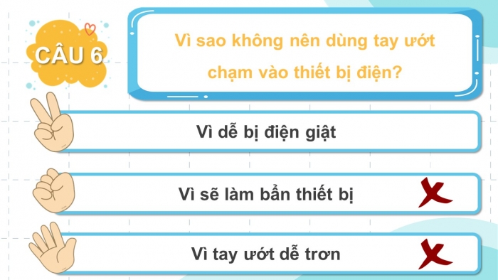 Trò chơi khởi động Công nghệ 6 chân trời Bài 10: An toàn điện trong gia đình