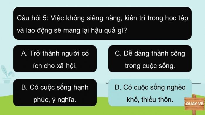 Trò chơi khởi động Công dân 6 chân trời Bài 3: Siêng năng, kiên trì