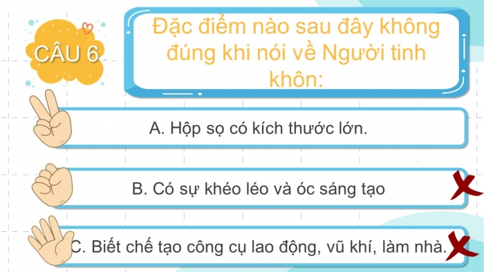 Trò chơi khởi động Lịch sử 6 chân trời Bài 3: Nguồn gốc loài người