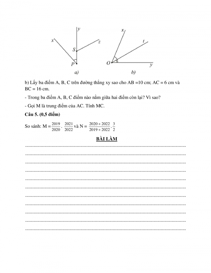 Đề kiểm tra cuối kì 2 toán 6 kết nối tri thức