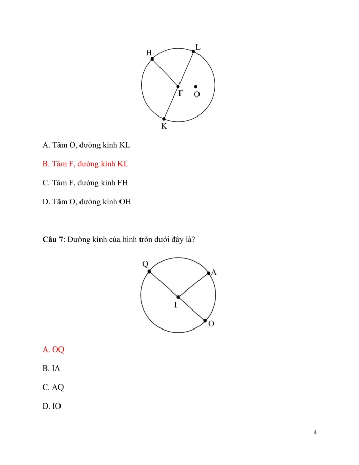 Trắc nghiệm Toán 3 Cánh diều (Tập 2) Bài 10: vẽ trang trí hình tròn
