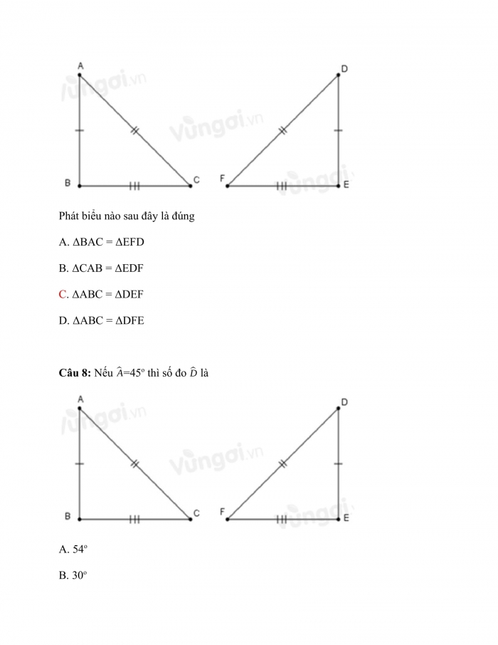 Trắc nghiệm toán 7 kết nối tri thức Bài 13:  Hai tam giác bằng nhau, trường hợp bằng nhau thứ nhấy của tam giác