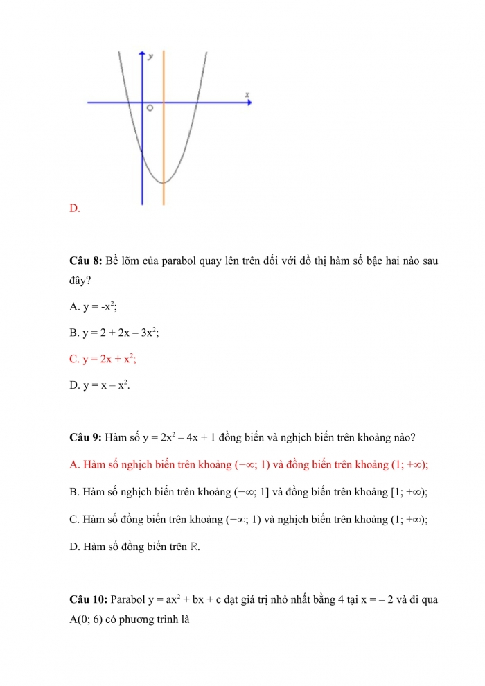 Trắc nghiệm toán 10 kết nối tri thức Bài 16: hàm số bậc hai