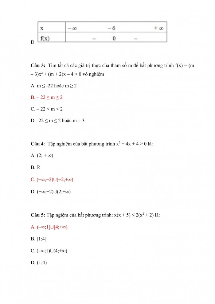 Trắc nghiệm toán 10 kết nối tri thức Bài 17: dấu của tam thức bậc hai