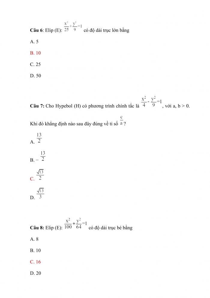 Trắc nghiệm toán 10 kết nối tri thức Bài 22: ba đường conic