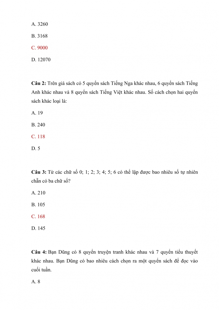 Trắc nghiệm toán 10 kết nối tri thức Bài 23: quy tắc đếm