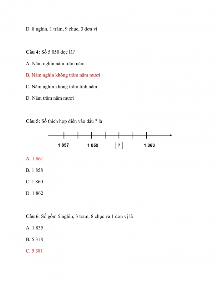 Trắc nghiệm Toán 3 Cánh diều (Tập 2) Bài 2: các số trong phạm vi 10 000 (tiếp theo)