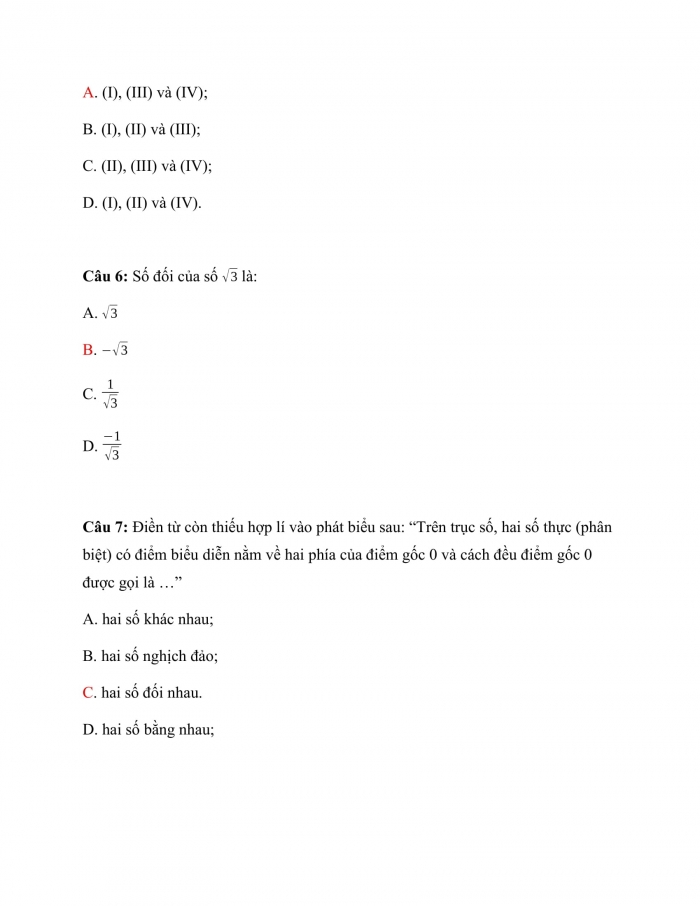 Trắc nghiệm toán 7 cánh diều Chương 2 Bài 2: tập hợp r các số thực