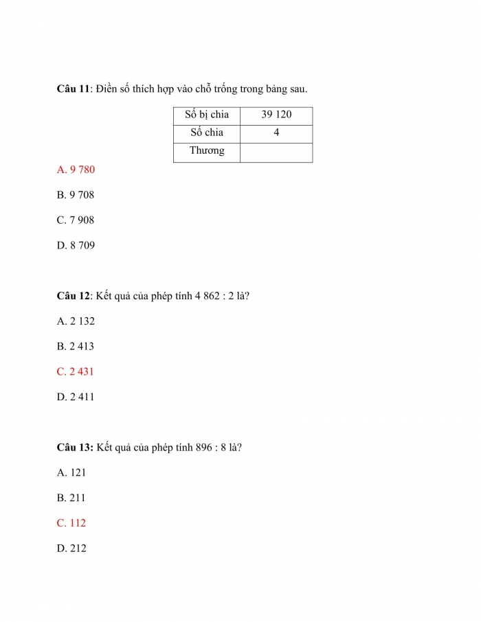 Trắc nghiệm Toán 3 Cánh diều (Tập 2) Bài 30: Luyện tập