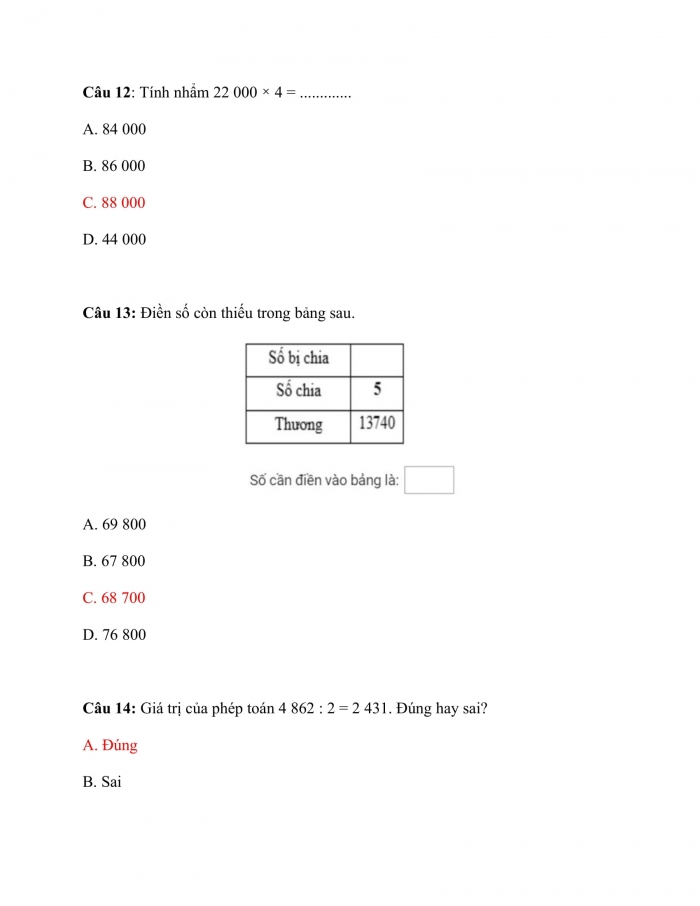 Trắc nghiệm Toán 3 Cánh diều (Tập 2) Bài 31: Luyện tập chung