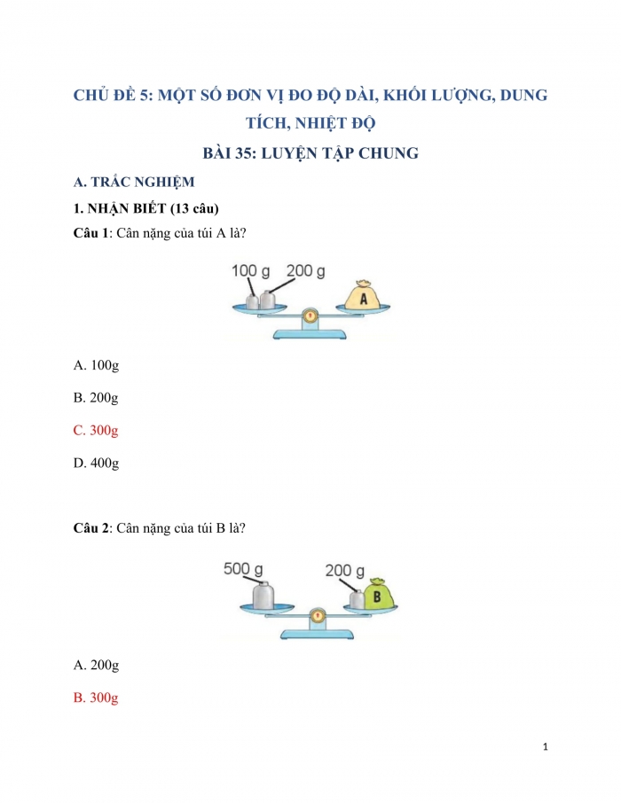 Trắc nghiệm Toán 3 Kết nối tri thức Bài 35: luyện tập chung