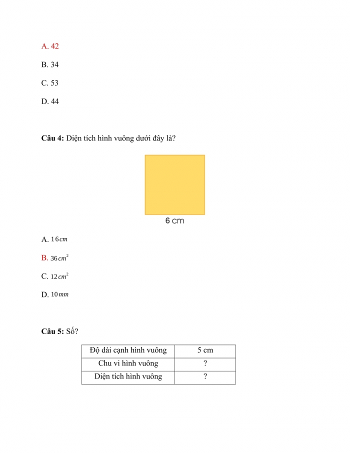 Trắc nghiệm Toán 3 Cánh diều (Tập 2) Bài 38: Luyện tập chung