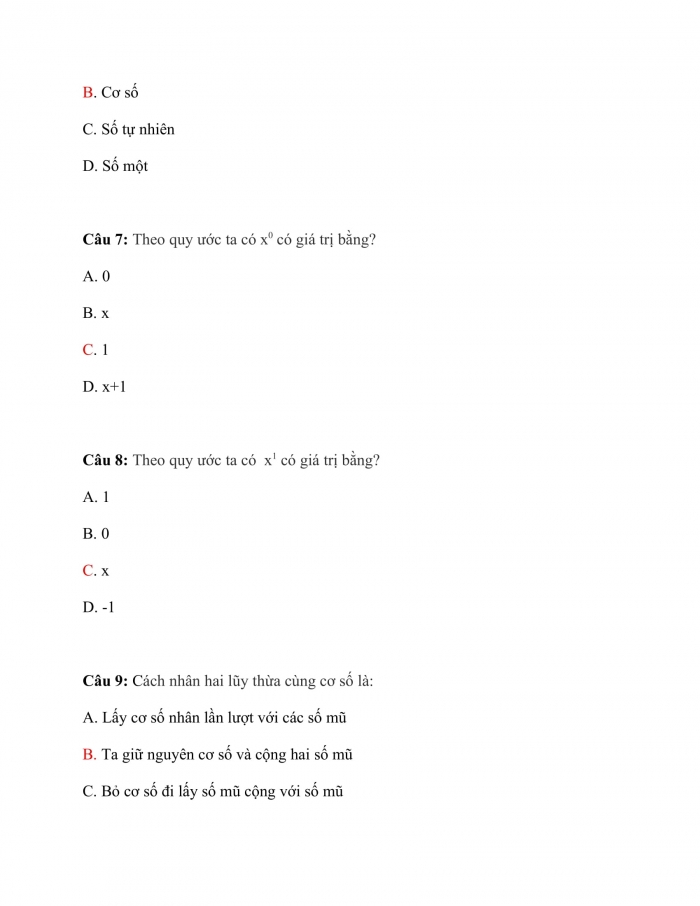 Trắc nghiệm toán 7 cánh diều Chương 1 Bài 3: phép tính lũy thừa với số mũ tự nhiên của một số hữu tỉ 