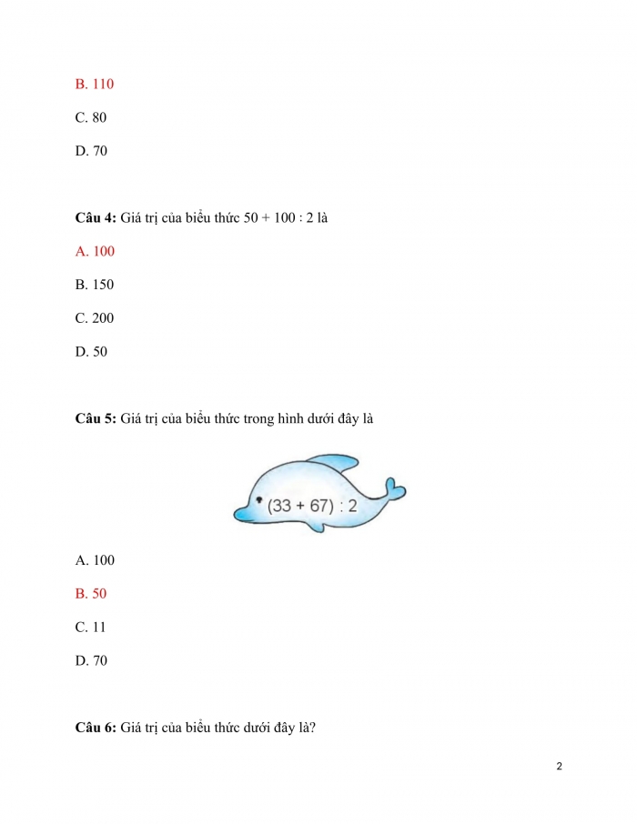 Trắc nghiệm Toán 3 Kết nối tri thức Bài 42: ôn tập biểu thức số