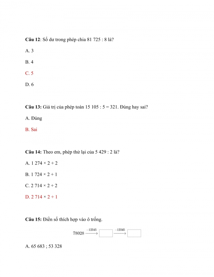 Trắc nghiệm Toán 3 Cánh diều (Tập 2) Bài 43: em vui học toán