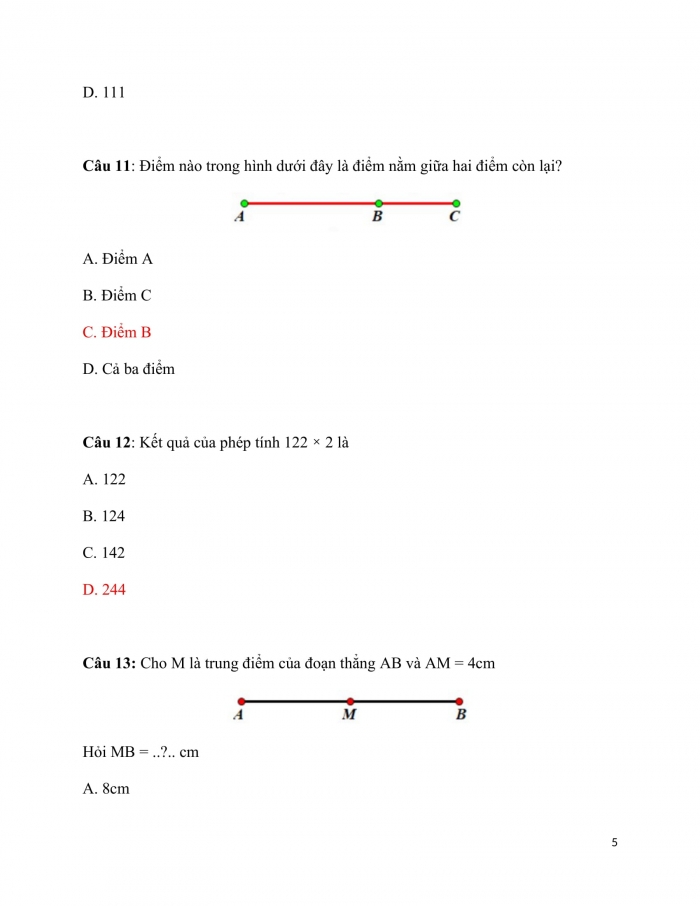 Trắc nghiệm Toán 3 Kết nối tri thức Bài 44: ôn tập chung