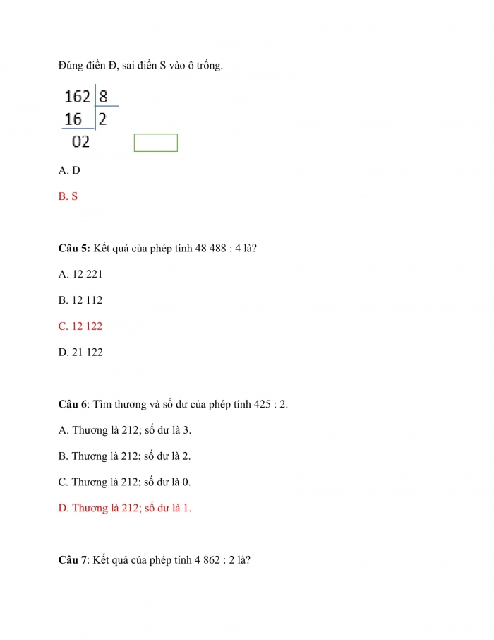 Trắc nghiệm Toán 3 Cánh diều (Tập 2) Bài 44: Ôn tập về số và phép tính trong phạm vi 100 000