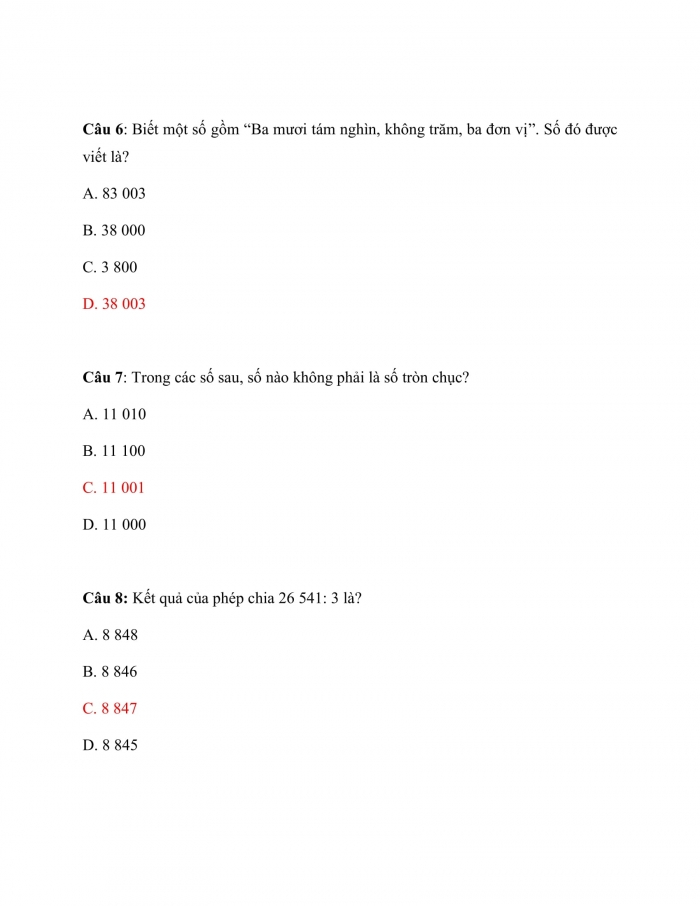 Trắc nghiệm Toán 3 Cánh diều (Tập 2) Bài 45: Ôn tập về số và phép tính trong phạm vi 100 000 (tiếp theo)