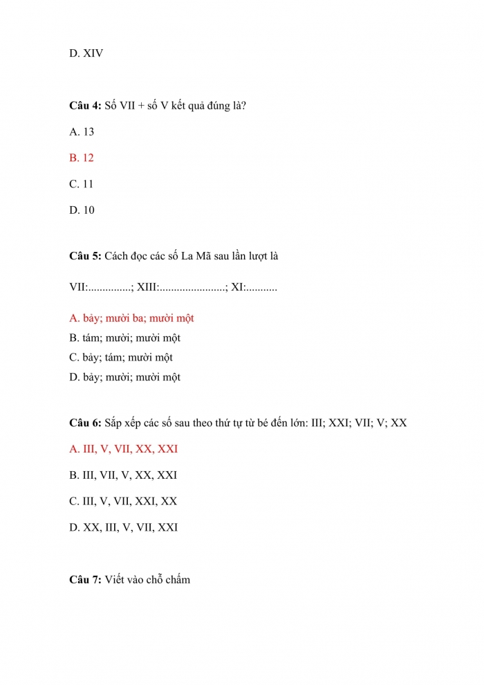 Trắc nghiệm Toán 3 Kết nối tri thức Bài 47: làm quen với chữ số la mã