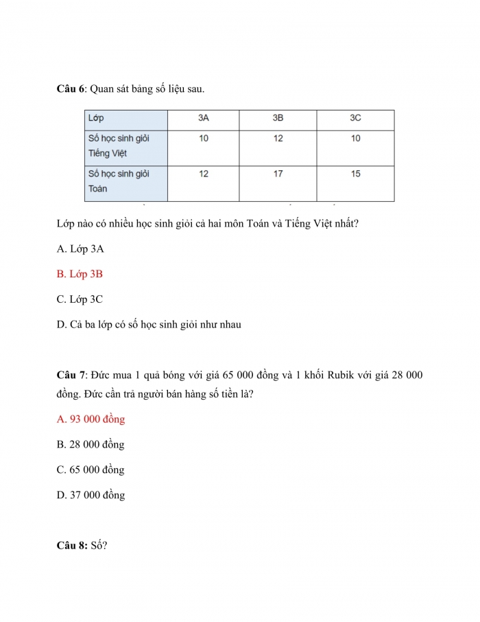 Trắc nghiệm Toán 3 Cánh diều (Tập 2) Bài 48: Ôn tập chung