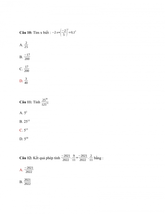 Trắc nghiệm toán 7 cánh diều Chương 1 Bài 4: thứ tự thực hiện các phép tính. Quy tắc dấu ngoặc