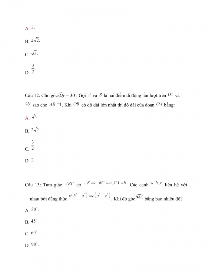 Trắc nghiệm toán 10 kết nối tri thức Bài 6_Hệ thức lượng trong tam giác