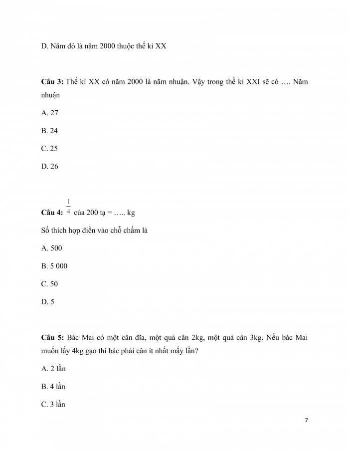 Trắc nghiệm Toán 4 KNTT bài 71: Ôn tập hình học và đo lường