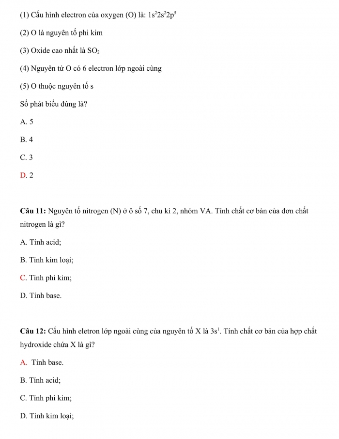 Trắc nghiệm hoá học 10 chân trời sáng tạo Bài 7: định luật tuần hoàn và ý nghĩa của bảng tuần hoàn các nguyên tố hóa học