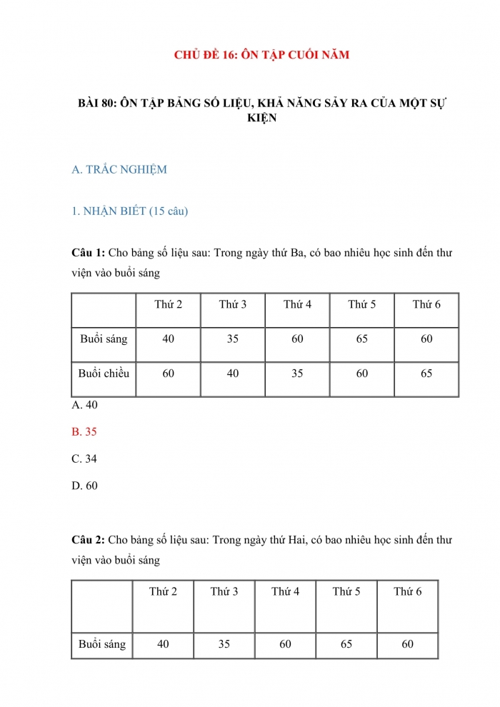 Trắc nghiệm Toán 3 Kết nối tri thức (tập 2)  Bài 79: ôn tập hình học và đo lường