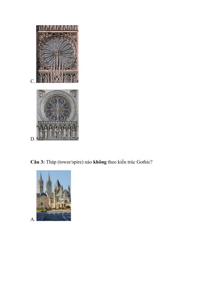 Trắc nghiệm mĩ thuật 7 chân trời  (bản 1) Bài 9: cân bằng đối xứng trong kiến trúc Gothic