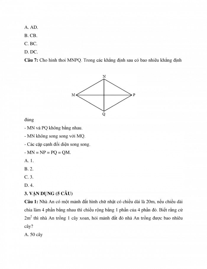 Phiếu trắc nghiệm Toán 4 cánh diều Bài 94: Ôn tập về hình học và đo lường