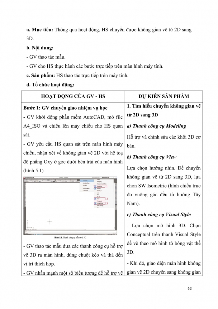 Giáo án chuyên đề công nghệ 10 thiết kế cánh diều bài 5: Lập bản vẽ kĩ thuật 3D vật thể đơn giản