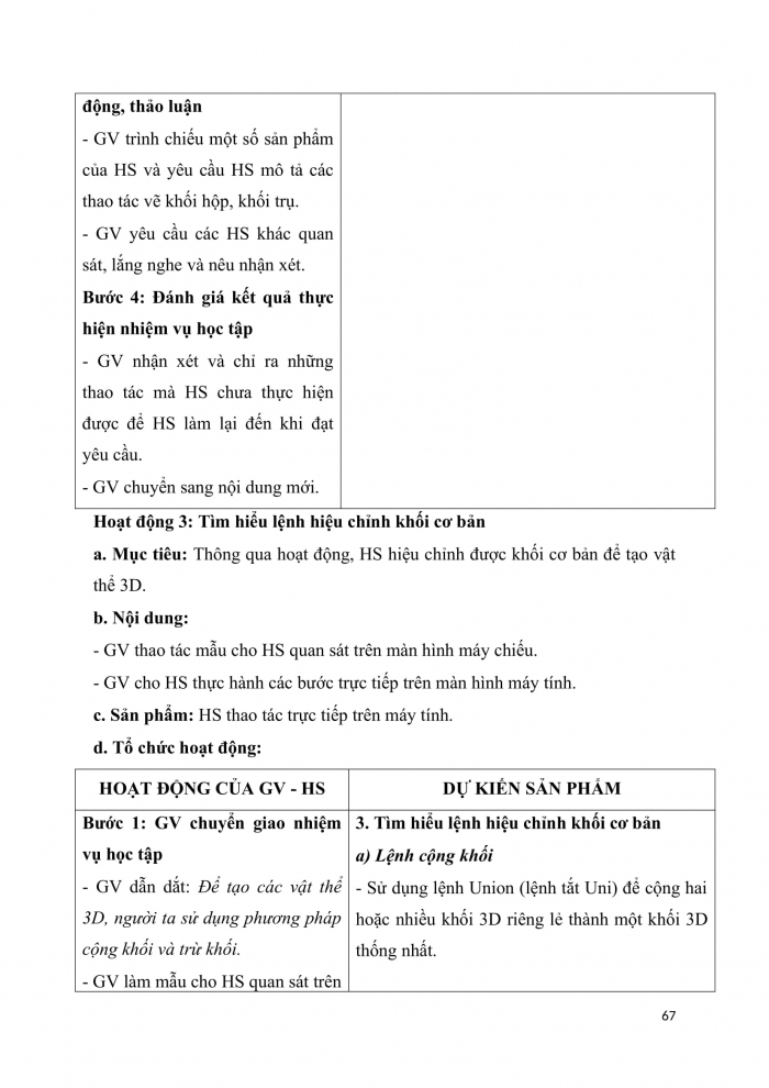 Giáo án chuyên đề công nghệ 10 thiết kế cánh diều bài 5: Lập bản vẽ kĩ thuật 3D vật thể đơn giản