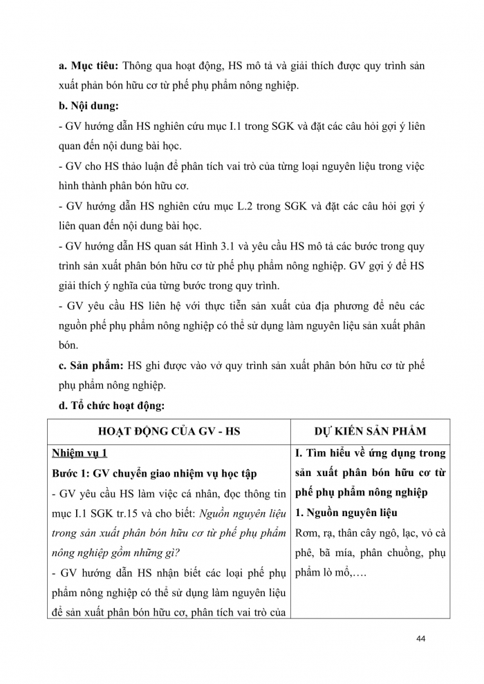 Giáo án chuyên đề công nghệ 10 trồng trọt kết nối bài 3: Một số ứng dụng công nghệ sinh học trong sản xuất phân bón