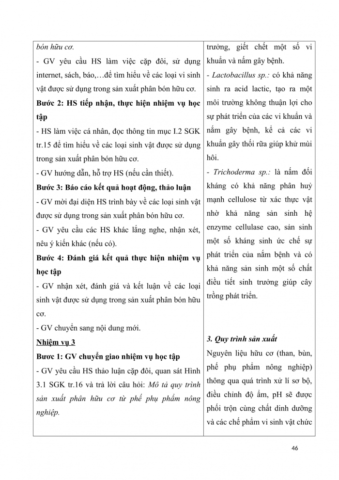 Giáo án chuyên đề công nghệ 10 trồng trọt kết nối bài 3: Một số ứng dụng công nghệ sinh học trong sản xuất phân bón