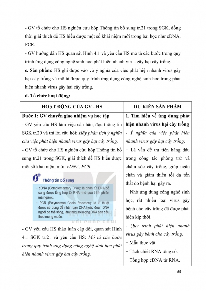 Giáo án chuyên đề công nghệ 10 trồng trọt kết nối bài 4: Một số ứng dụng công nghệ sinh học trong bảo vệ thực vật