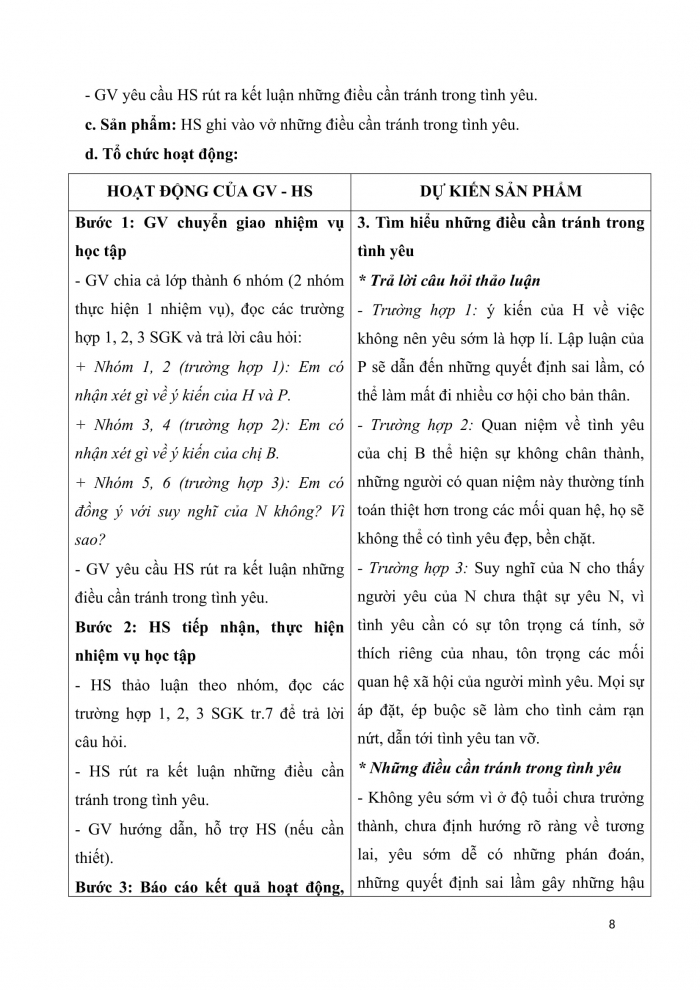 Giáo án chuyên đề giáo dục kinh tế pháp luật 10 cánh diều bài 1: Tình yêu