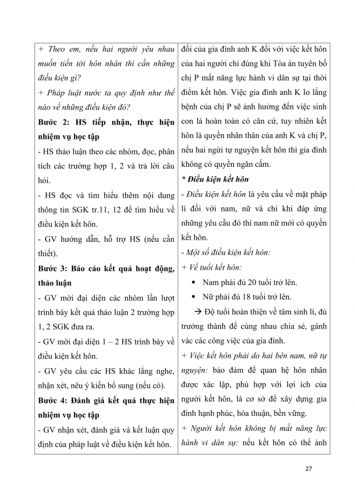 Giáo án chuyên đề giáo dục kinh tế pháp luật 10 cánh diều bài 2: Hôn nhân