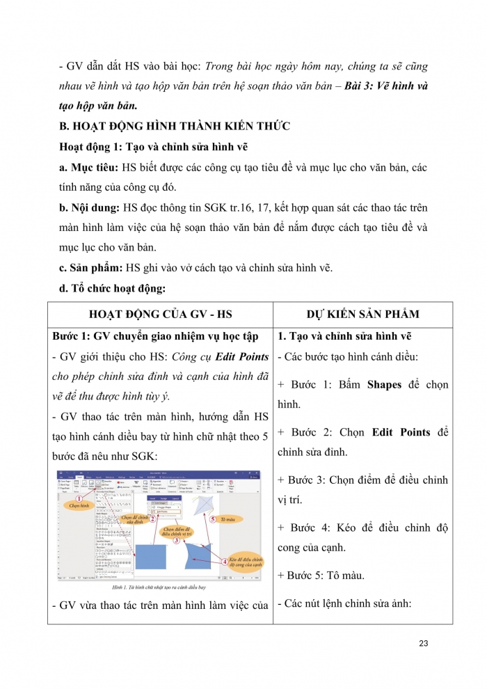 Giáo án chuyên đề tin học 10 ứng dụng cánh diều bài 3: Vẽ hình và tạo hộp văn bản