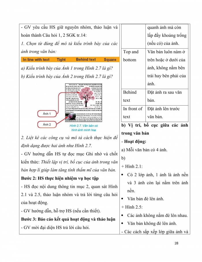 Giáo án chuyên đề tin học 10 ứng dụng kết nối bài 2: Trình bày văn bản với định dạng ảnh nâng cao