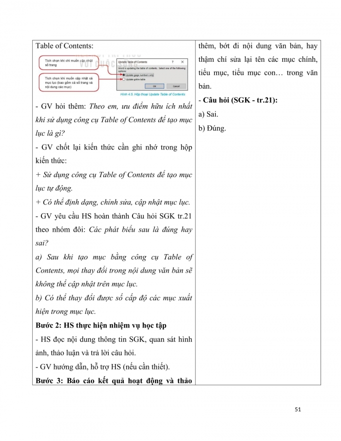 Giáo án chuyên đề tin học 10 ứng dụng kết nối bài 4: Tạo mục lục và xuất văn bản